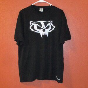 NCAA Shirt Wisconsin Badgers Gildan Men Large Black White Short Sleeve Shirt